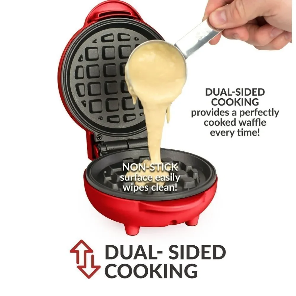NEW NOSTALGIA MyMini Red Waffle Maker
